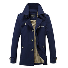 Laden Sie das Bild in den Galerie-Viewer, Men's Fashion Casual Solid Color Trench Coat