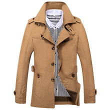 Laden Sie das Bild in den Galerie-Viewer, Men's Fashion Casual Solid Color Trench Coat