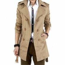Laden Sie das Bild in den Galerie-Viewer, Classic Retro Men's Windbreaker Jacket Smart Business Korean Double-breasted Slim Trendy Version