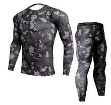 Laden Sie das Bild in den Galerie-Viewer, Herren Camouflage Hosen & T-Shirt Sets Mode Crossfit T-Shirt, Männer Casual Leggings
