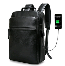 Laden Sie das Bild in den Galerie-Viewer, Men's backpack pu leather, large capacity computer bag
