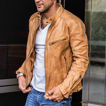Laden Sie das Bild in den Galerie-Viewer, Punk Men s Motorcycle Leather Jacket