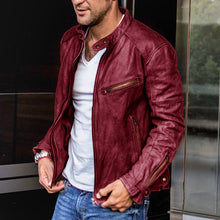 Laden Sie das Bild in den Galerie-Viewer, Punk Men s Motorcycle Leather Jacket