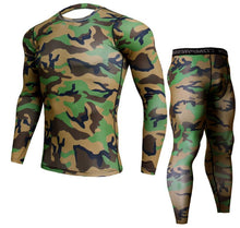 Laden Sie das Bild in den Galerie-Viewer, Herren Camouflage Hosen & T-Shirt Sets Mode Crossfit T-Shirt, Männer Casual Leggings