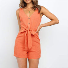 Laden Sie das Bild in den Galerie-Viewer, Buttoned V-neck off-shoulder jumpsuit