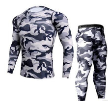 Laden Sie das Bild in den Galerie-Viewer, Herren Camouflage Hosen & T-Shirt Sets Mode Crossfit T-Shirt, Männer Casual Leggings