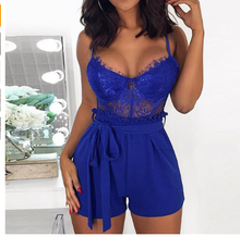 Laden Sie das Bild in den Galerie-Viewer, Damen-Sommer-Spitzenoverall mit V-Ausschnitt