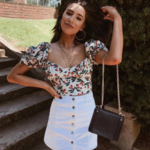 Laden Sie das Bild in den Galerie-Viewer, Platz kragen puff sleeve top