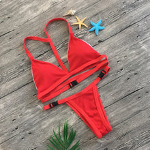 Laden Sie das Bild in den Galerie-Viewer, Badeanzug mit einfarbiger Schnalle im Bikini