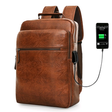 Laden Sie das Bild in den Galerie-Viewer, Men's backpack pu leather, large capacity computer bag
