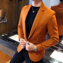 Laden Sie das Bild in den Galerie-Viewer, Herren Anzug, Men's Single Suit Solid Color Coat
