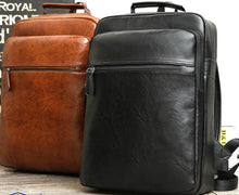 Laden Sie das Bild in den Galerie-Viewer, Men's backpack pu leather, large capacity computer bag