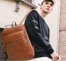 Laden Sie das Bild in den Galerie-Viewer, Men's backpack pu leather, large capacity computer bag