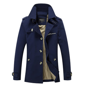 Men's Fashion Casual Solid Color Trench Coat