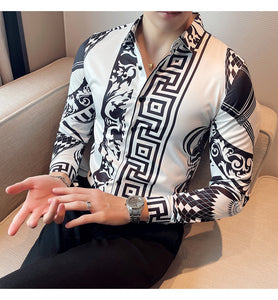 Men Printed Youth Long-Sleeved Thin Shirt