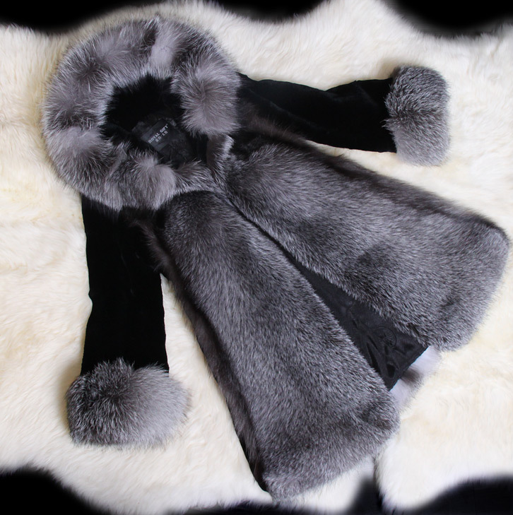 Luxury high imitation fox fur fur coat female fur rabbit fur coat