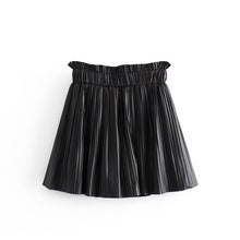 Laden Sie das Bild in den Galerie-Viewer, Women&#39;s Pleated Faux Skirt Leather Skirt
