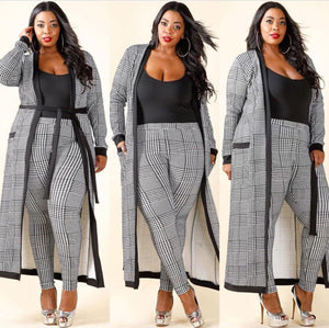 Plaid printed long trench coat for Women