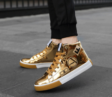 Laden Sie das Bild in den Galerie-Viewer, Mode schuhe high-top casual gold farbe
