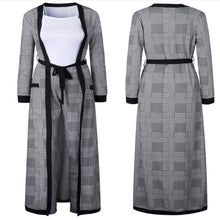 Laden Sie das Bild in den Galerie-Viewer, Plaid printed long trench coat for Women
