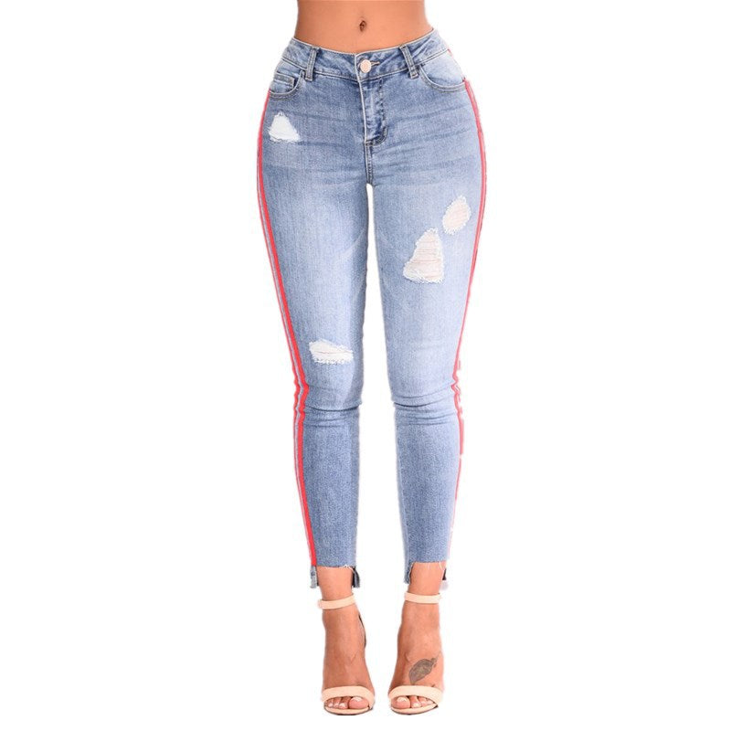 Damen Jeans, denim high waist pants