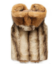 Laden Sie das Bild in den Galerie-Viewer, Herren Kunstpelzweste mit Kapuze, Hooded Faux Fur Vest
