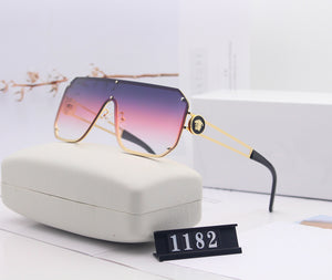 Gradient color rimless big frame sunglasses