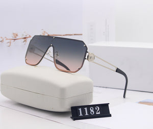 Gradient color rimless big frame sunglasses