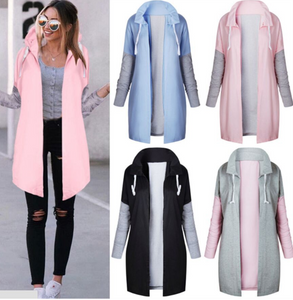 Long colorblock lace-up sweater coat