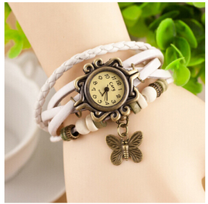 Vintage Layered Leather Strap Bracelet Watch