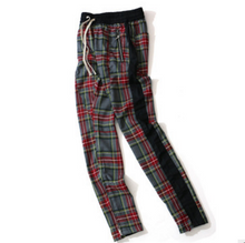 Laden Sie das Bild in den Galerie-Viewer, Plaid Hip Hop Patchwork Hosen Mit Kordelzug
