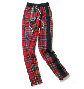 Plaid Hip Hop Patchwork Hosen Mit Kordelzug