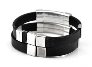 Herren Armband Kreuz Silikon Titan Stahl