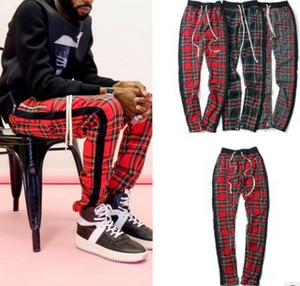 Plaid Hip Hop Patchwork Hosen Mit Kordelzug