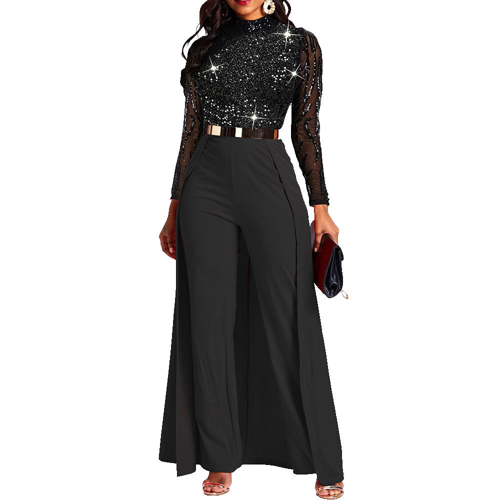 Patchwork beaded women's jumpsuit