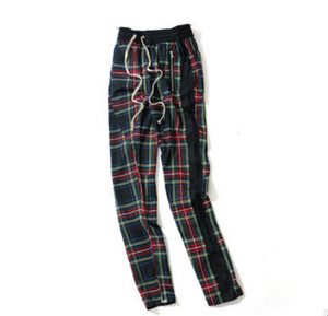 Plaid Hip Hop Patchwork Hosen Mit Kordelzug