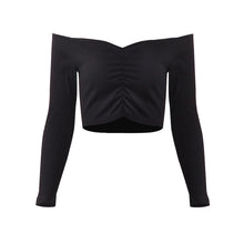 Laden Sie das Bild in den Galerie-Viewer, Long sleeves one - word shoulder trim navel
