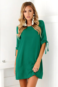 Bundle Sleeve Round Neck Dress