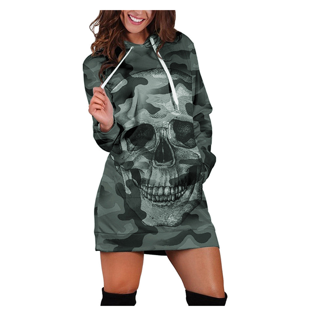 Camouflage skull long sleeve sweater