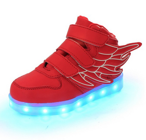 Kinderschuhe mit LED Lichter und Flügel, USB aufladbar