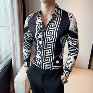 Men Printed Youth Long-Sleeved Thin Shirt