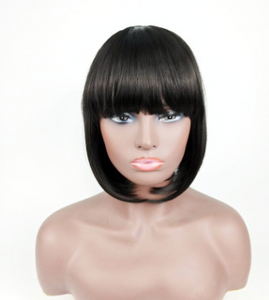 Bang Wig Human Hair Straight Pre Plucked Lace Frontal Wig