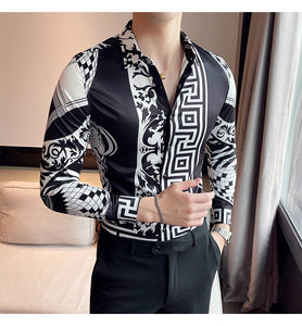 Men Printed Youth Long-Sleeved Thin Shirt