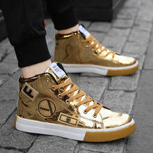 Laden Sie das Bild in den Galerie-Viewer, Mode schuhe high-top casual gold farbe
