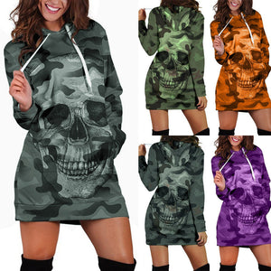 Camouflage skull long sleeve sweater