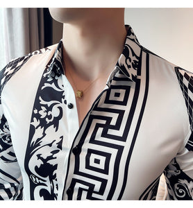 Men Printed Youth Long-Sleeved Thin Shirt