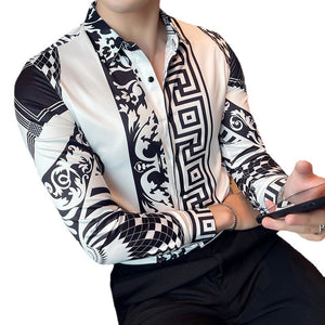 Men Printed Youth Long-Sleeved Thin Shirt