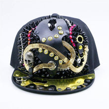 Laden Sie das Bild in den Galerie-Viewer, Men&#39;s Fashion Porous Skull Rivet Hip Hop Hat
